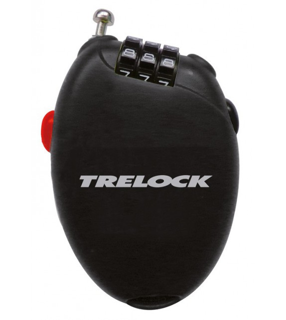 Candado De Bolsillo Combinacion Trelock Rk75 Retractil 75 Cm - 6 Mm Negro